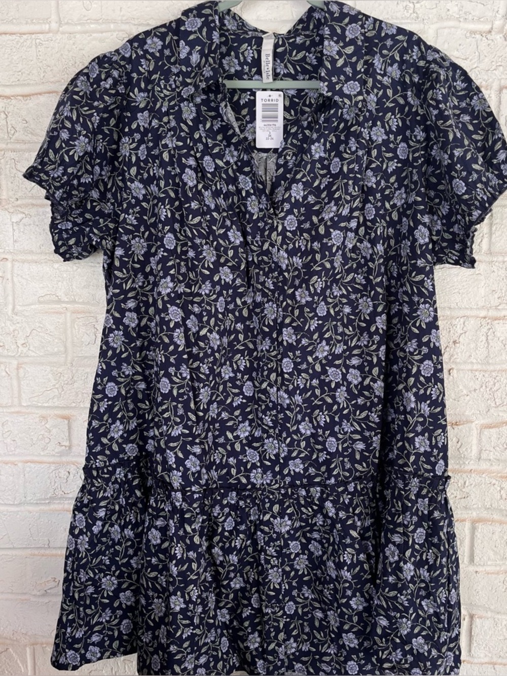 Torrid Belle Isle Drop Waist Shirt Dress size 3X New with Tags Blue Floral